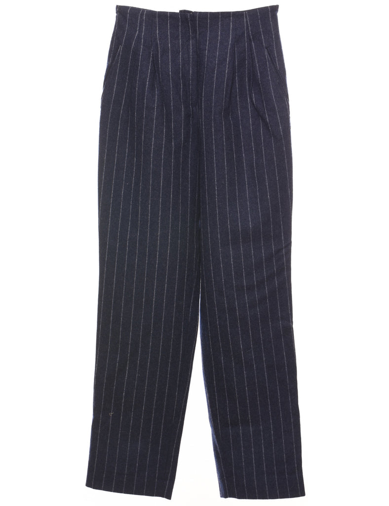 Striped Navy & White Casual Trousers - W28 L31