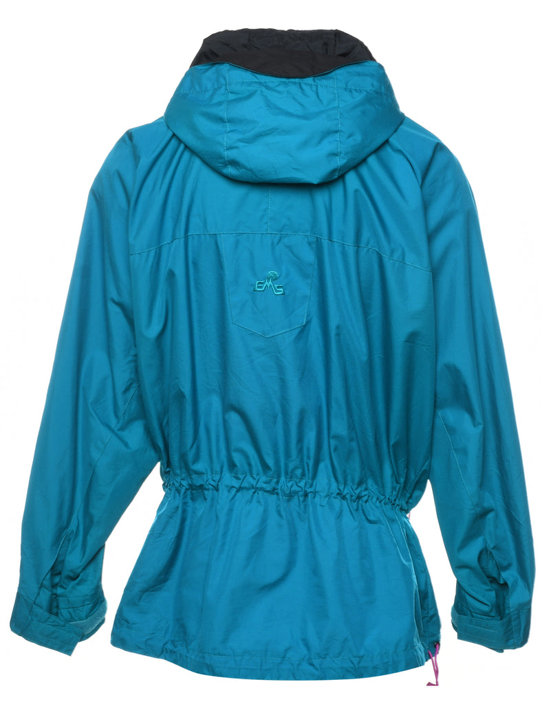 Turquoise & Purple Nylon Hooded Jacket - L