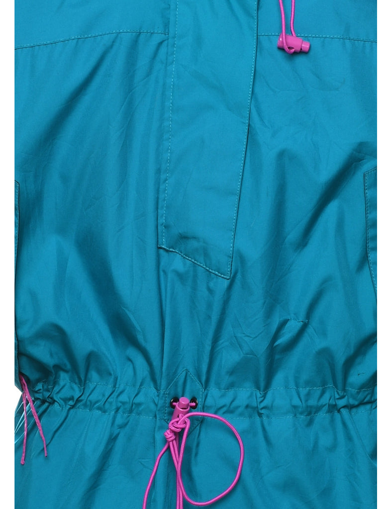 Turquoise & Purple Nylon Hooded Jacket - L